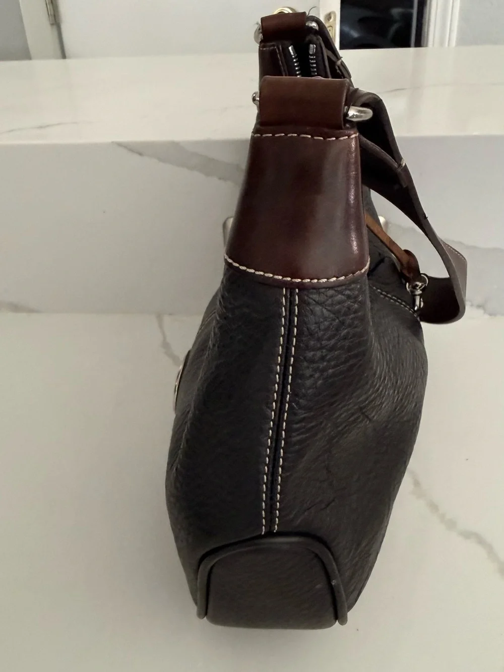 Dooney & Bourke Dark Brown Pebbled Leather Hobo